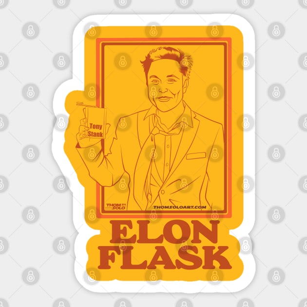 Elon Flask Sticker by Thom Solo